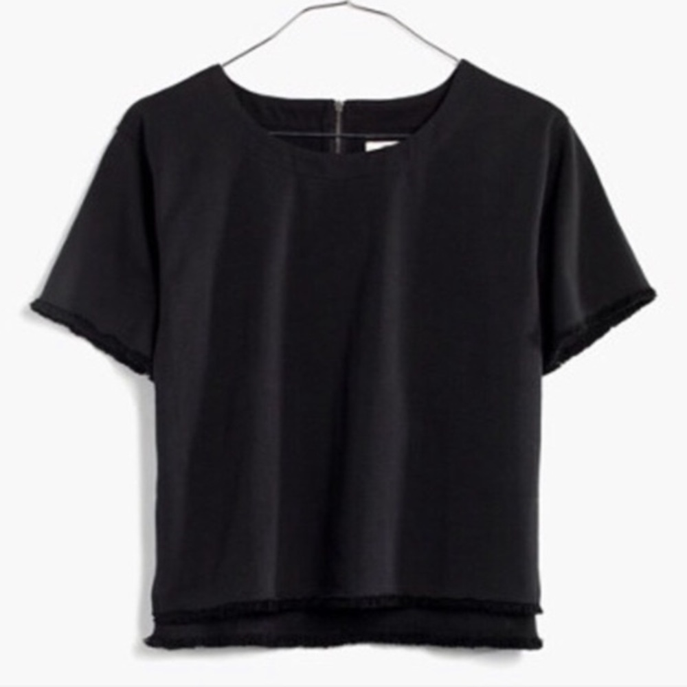 Madewell Black Fringe Top.